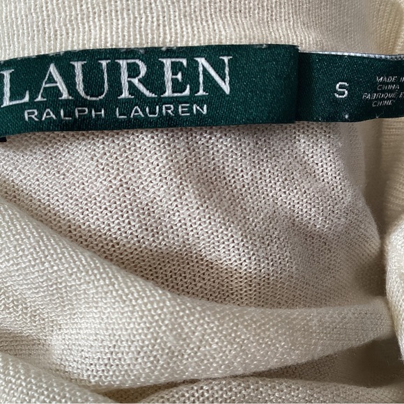 Lauren Ralph Lauren silk blend cream v-Neck sweater to Women’s Size Small - Picture 2 of 5
